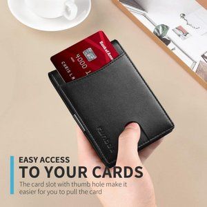 NEW Wallet for Men Slim Money Clip Minimalist Leather - Black